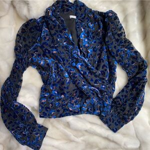 Lush size m burn out velvet fabric wrap top